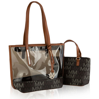 (brown)Tayla 2pc Tote & Mini by Mia K - BagNook