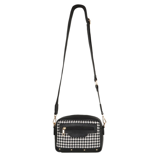 Millie Houndstooth Print Camera Bag - Upcycled - BagNook