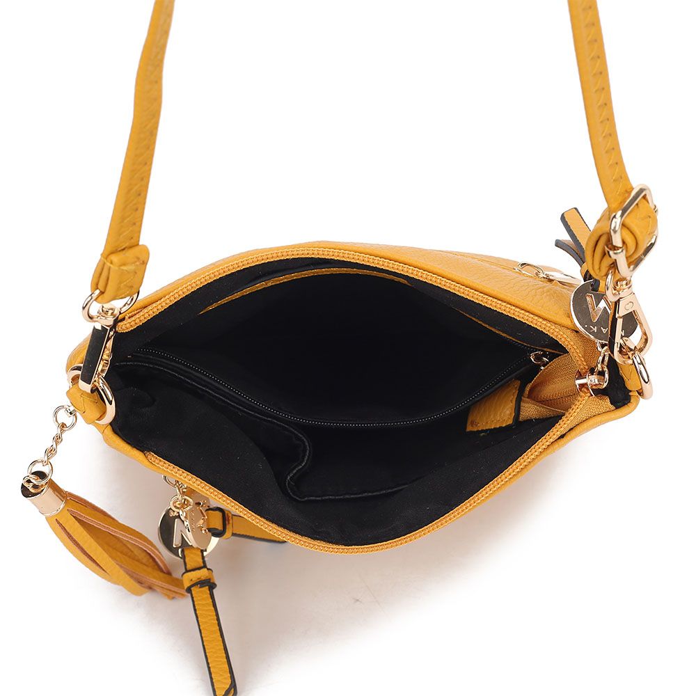 (mustard)Angelina Crossbody Handbag Purse by Mia K. - BagNook