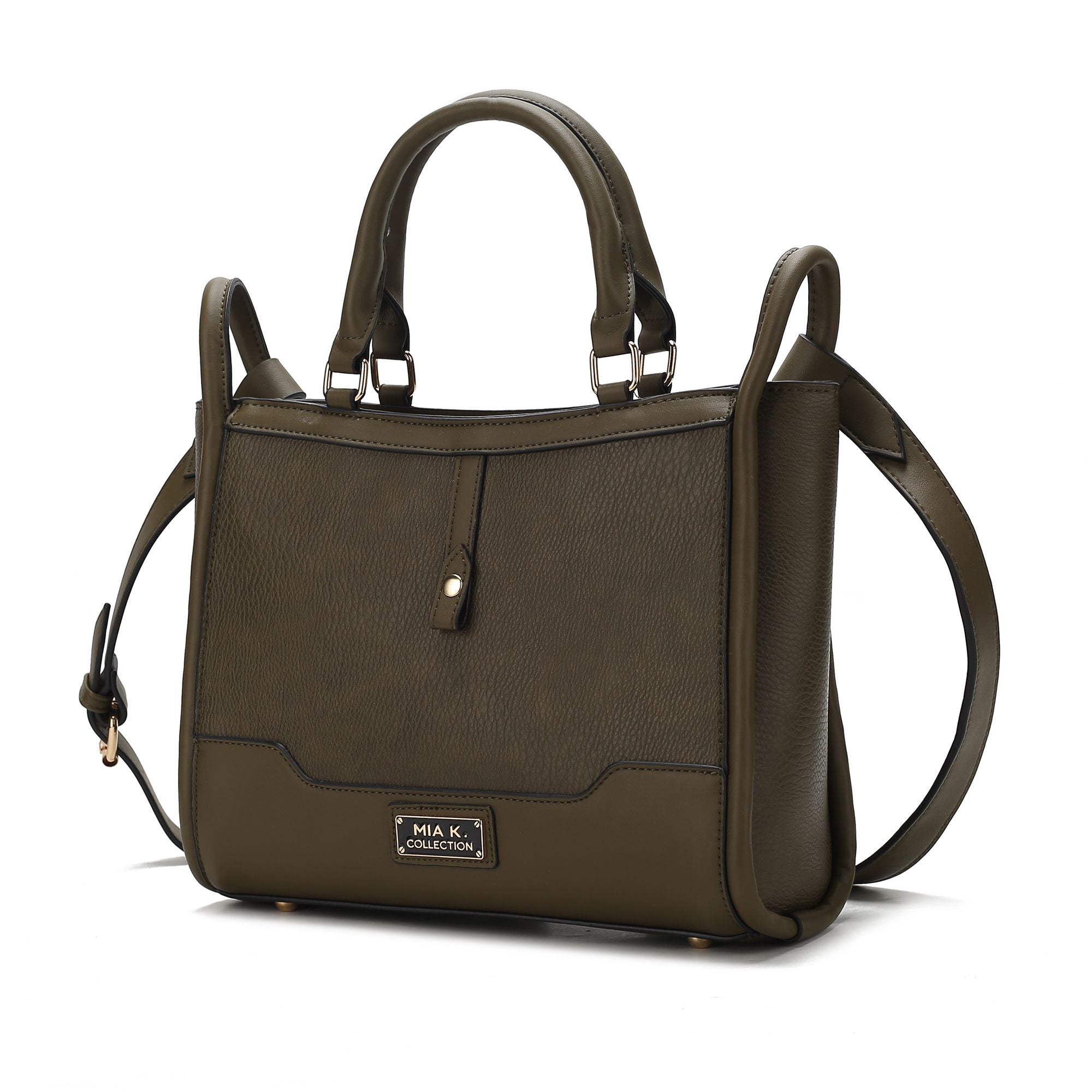 (olive)Melody V-Leather Tote by Mia K - BagNook