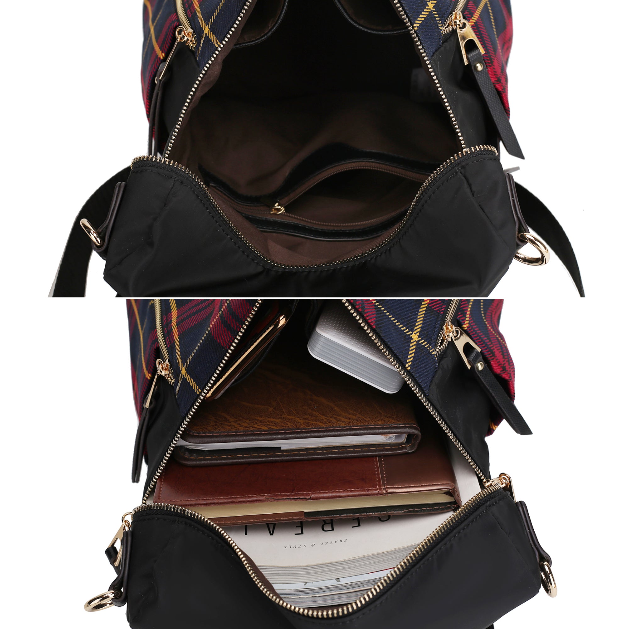 (red)Nishi Plaid Backpack Women by Mia K - BagNook