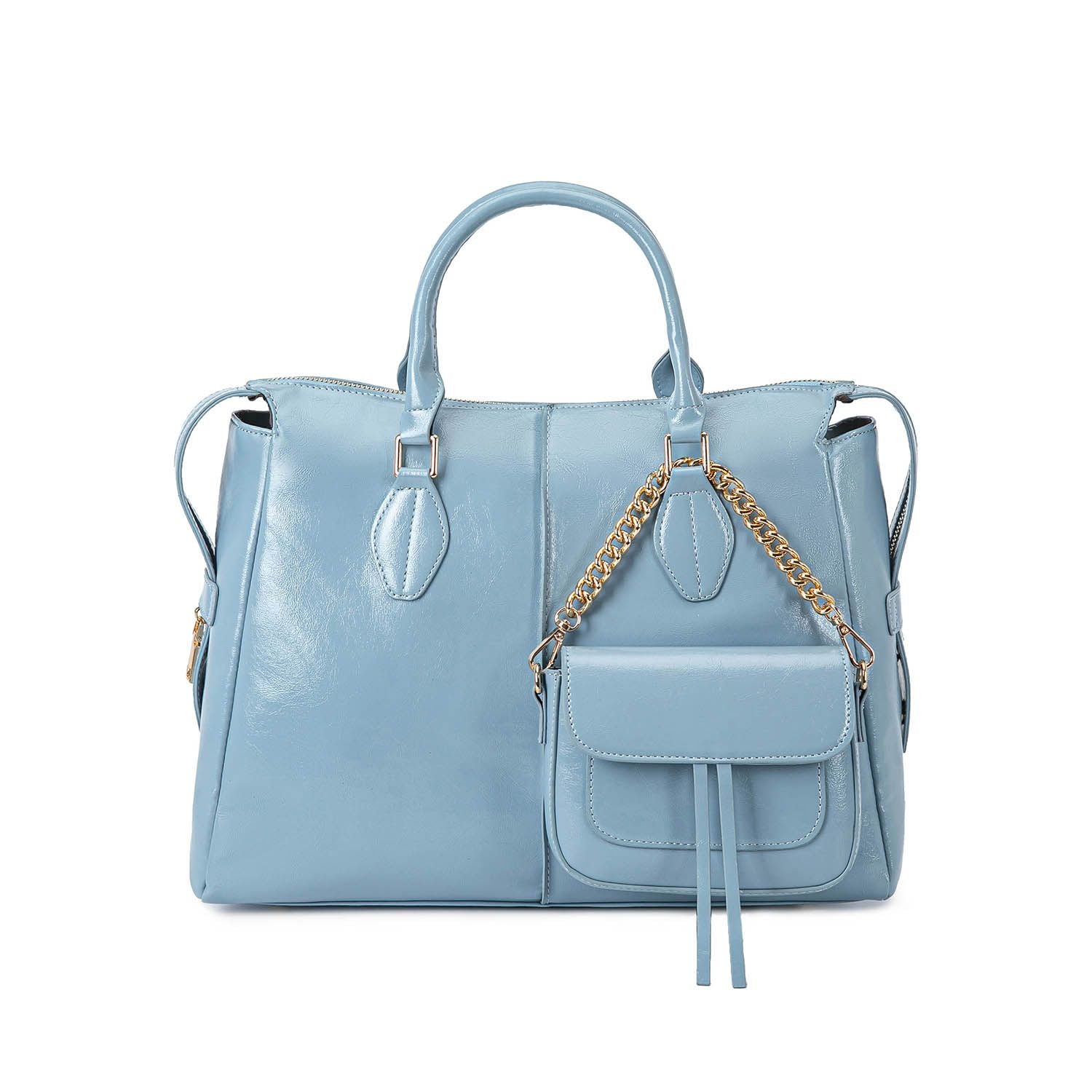 (denim blue)Yareli Tote w/Mini Crossbody Bag Set by Mia K - BagNook