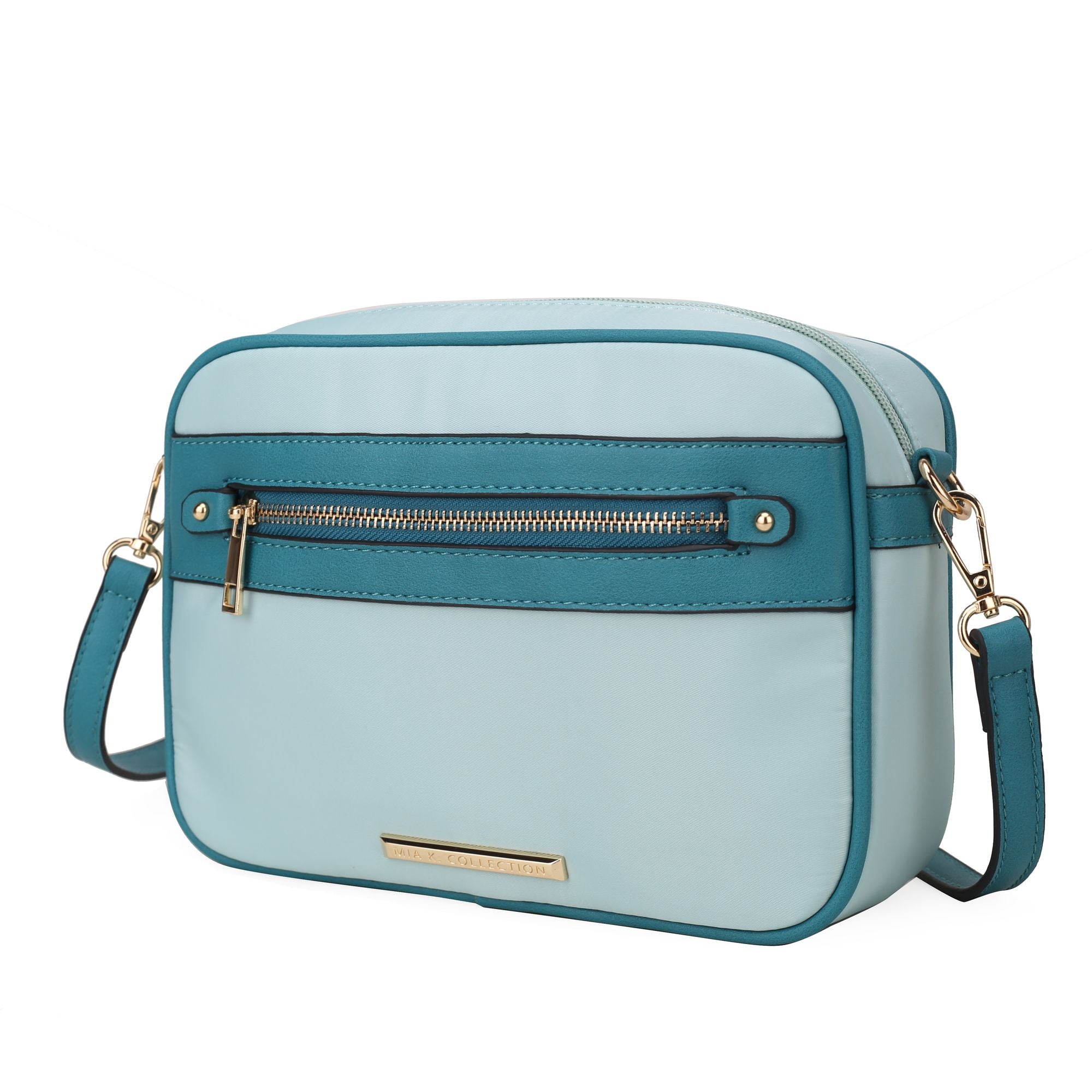 (baby blue-navy)Jimena Crossbody Pouch Handbag by Mia K - BagNook