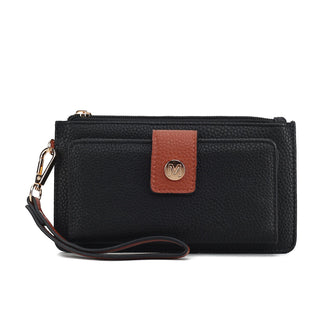 (black-cognac)Olympe Vegan Leather Wristlet Wallet by Mia K - BagNook