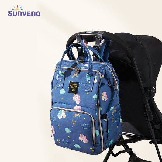 (blue)Sunveno Diaper Bag Backpack - BagNook