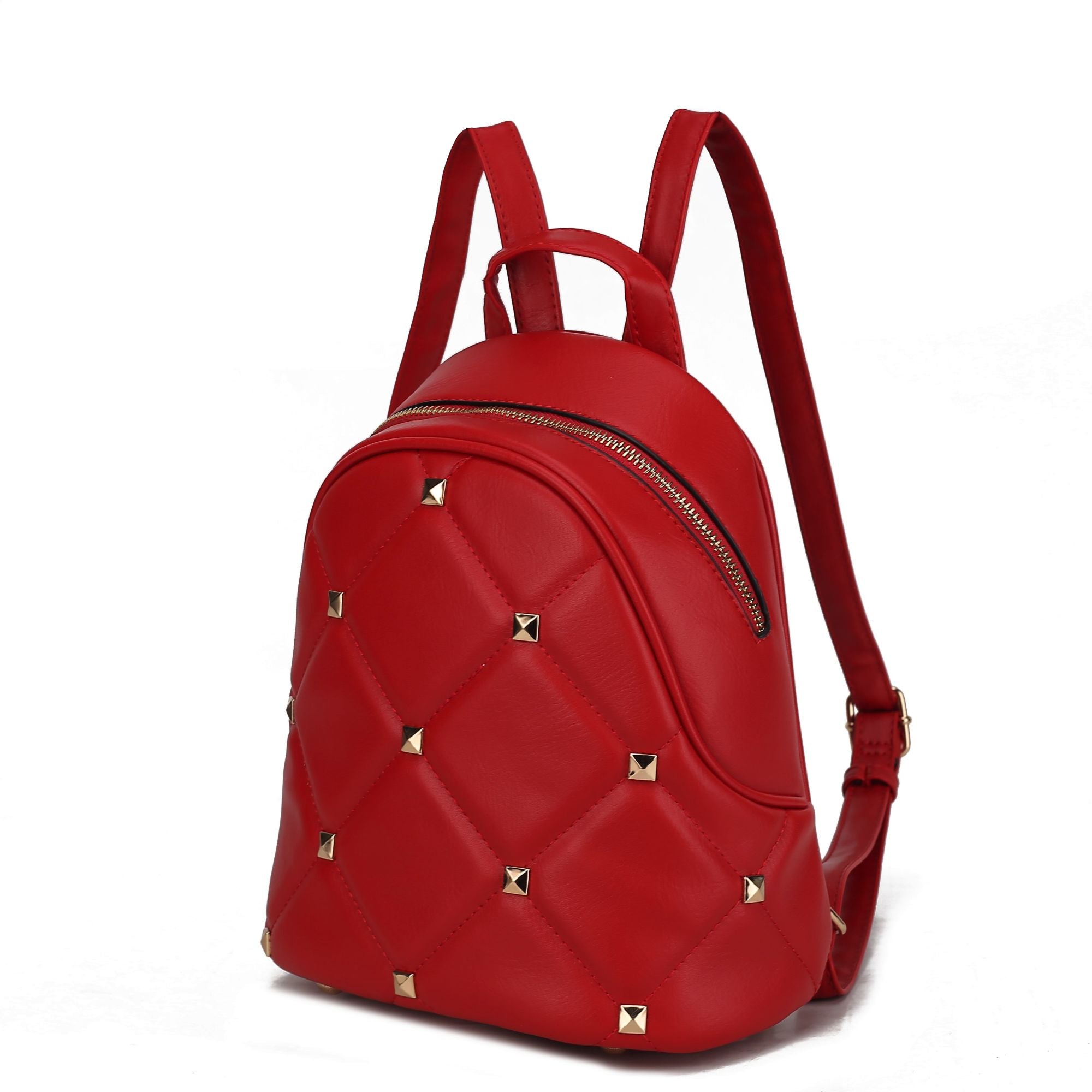 (red)Hayden Quilted w/Studs Daypack - BagNook