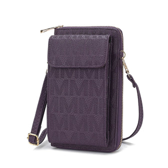 (purple)Caddy Vegan Leather Phone Wallet Crossbody by Mia k - BagNook