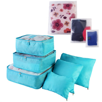 (blue)9pc Travel Luggage Organizer - BagNook