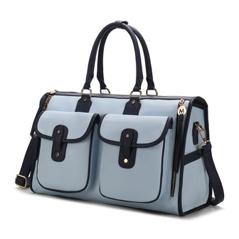(lt blue)Genevieve Duffel Color Block by Mia k - BagNook