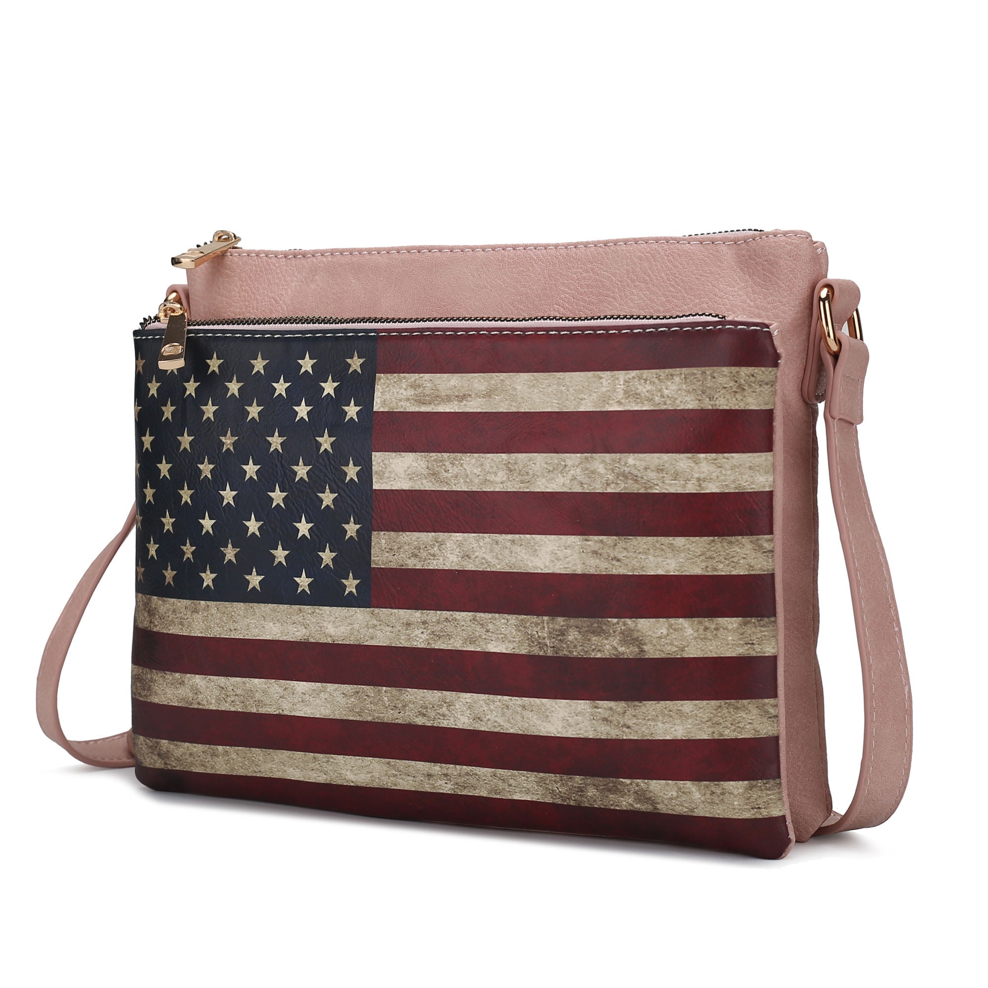 (rose pink)Madeline Vegan Leather Flag Women Crossbody by Mia K - BagNook