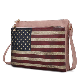 (rose pink)Madeline Vegan Leather Flag Women Crossbody by Mia K - BagNook