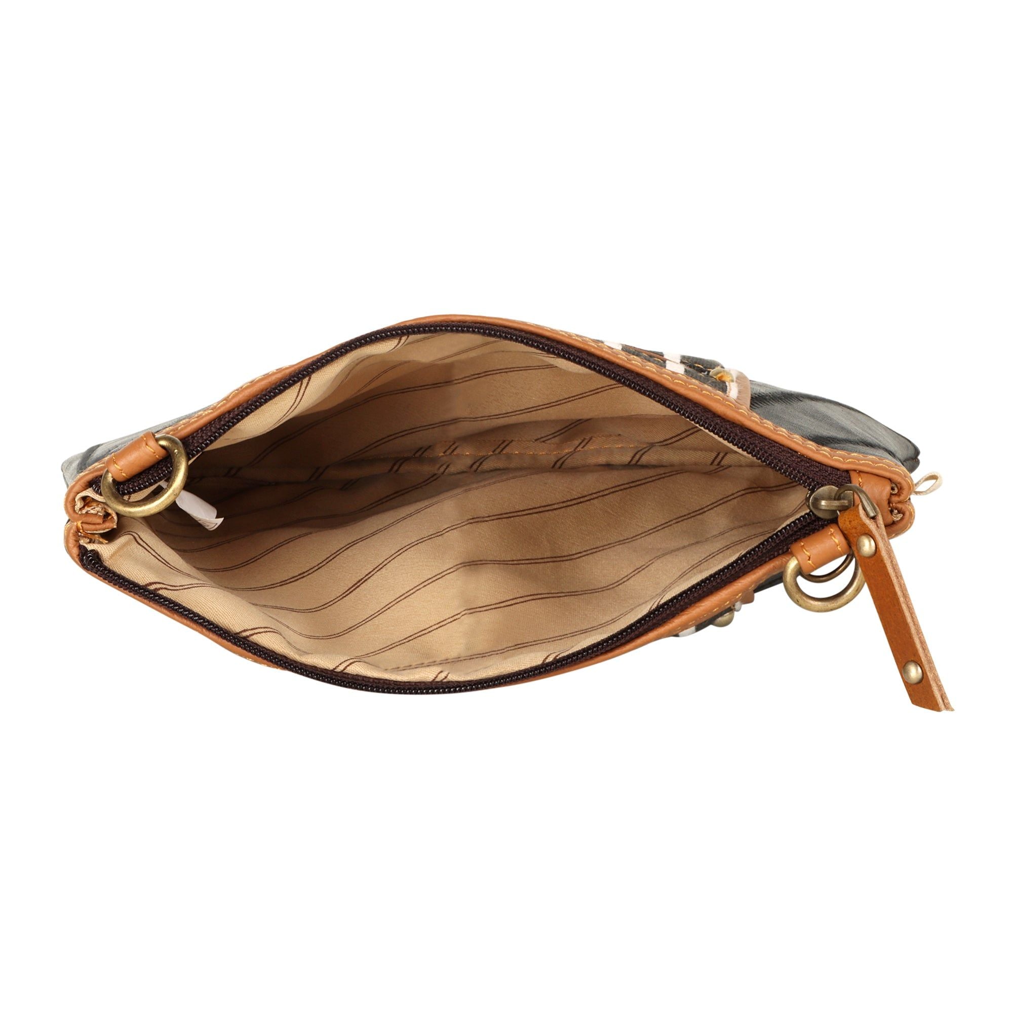 Noa Angled Crossbody Bag - Striped - Upcycled Leather/Canvas - BagNook