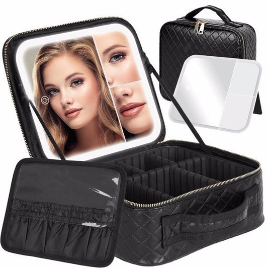 Travel Makeup Storage with Light Up Mirror - BagNook