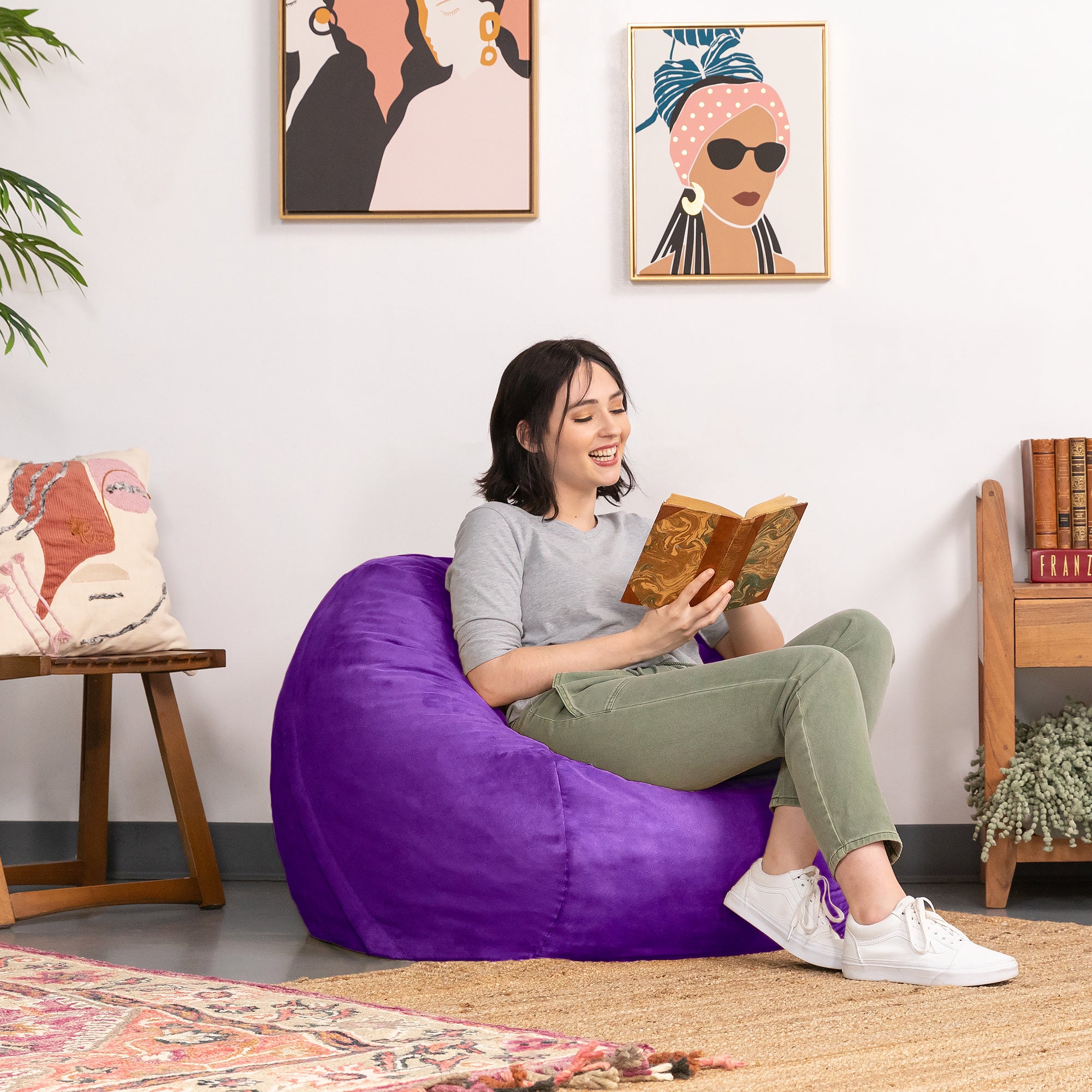 Jaxx Saxx 3 ft Round Bean Bag - Grape - BagNook