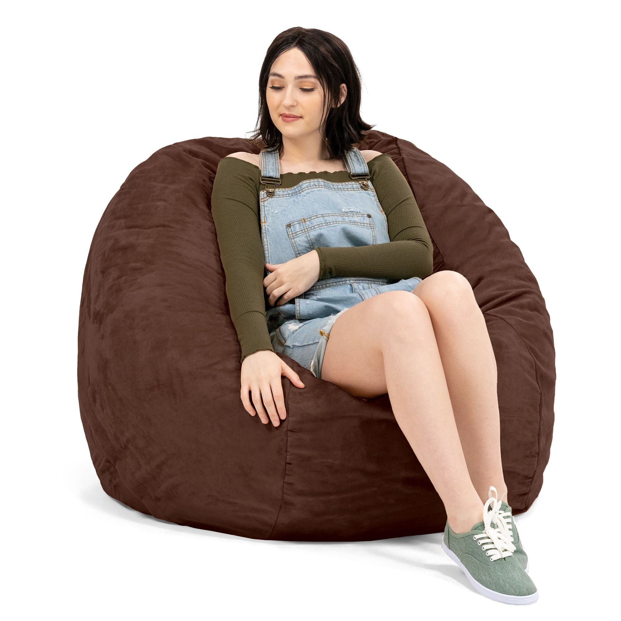 Jaxx Saxx 4 Foot Round Bean Bag, Chocolate - BagNook