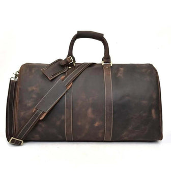 (dark brown)The Bjarke Weekender | Handcrafted Leather Duffel - BagNook