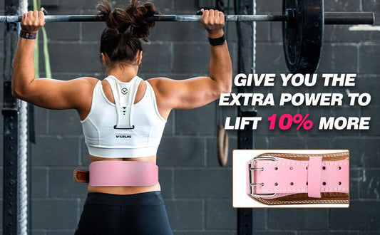 Pink Leather Strength Weightlifting Belt, 4" Wide w/Padded Lumbar Support - BagNook
