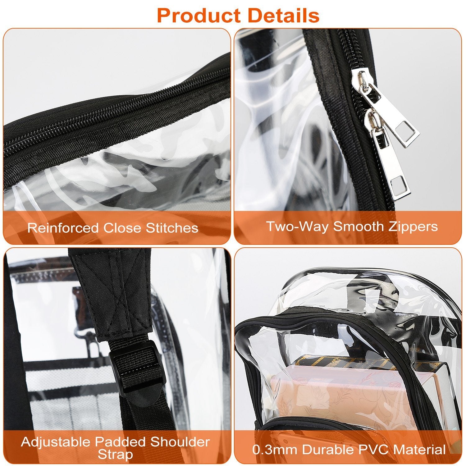 Clear Backpack with Reinforced Strap - BagNook