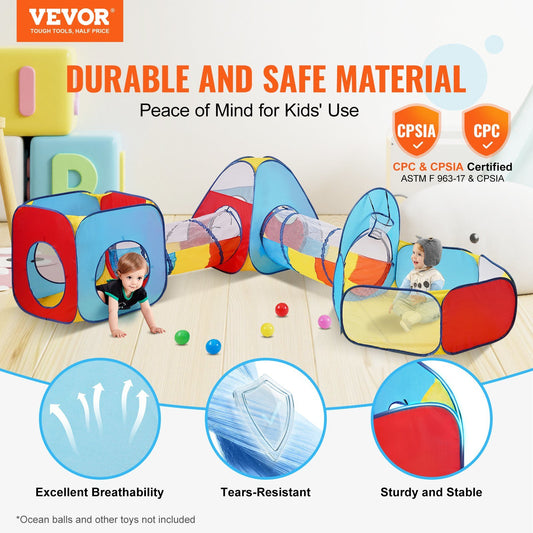 5 in 1 Kids Play Tent with Tunnel - Indoor/Outdoor - BagNook