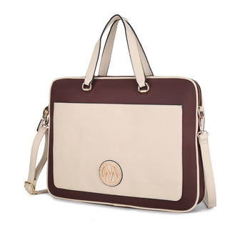(ivory)Nina Women's Vegan Leather Laptop Case by Mia K - BagNook