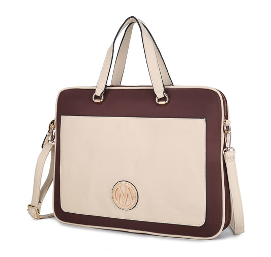 (ivory)Nina Women's Vegan Leather Laptop Case by Mia K - BagNook