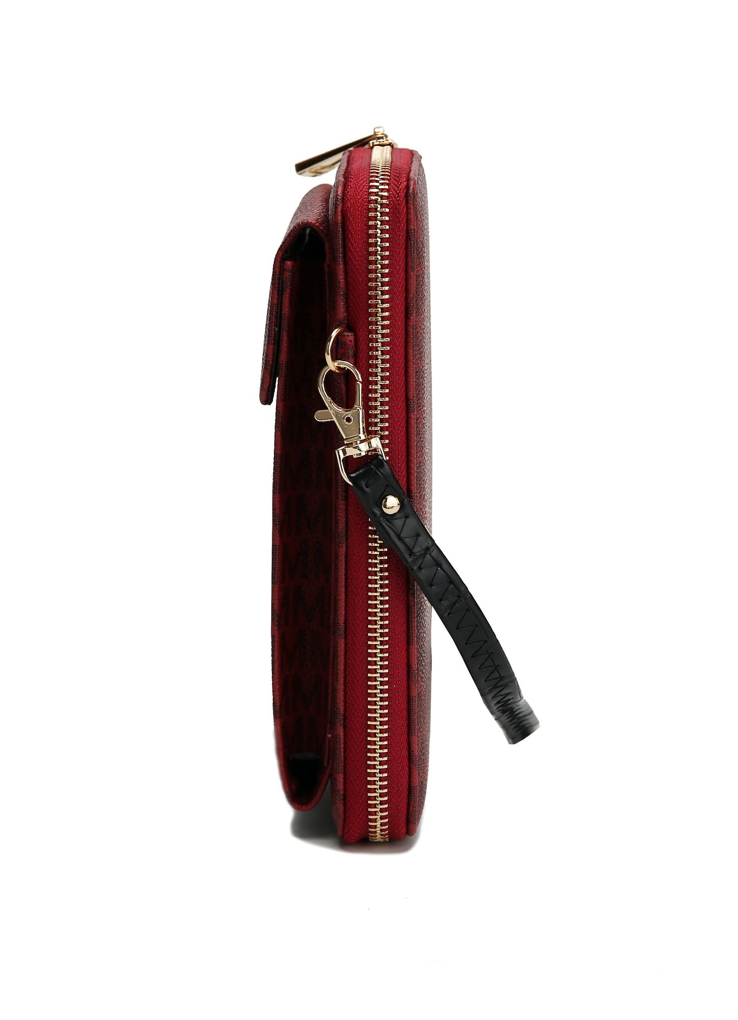(burgundy)Mala Phone Wallet Vegan Leather Crossbody Bag by Mia k - BagNook