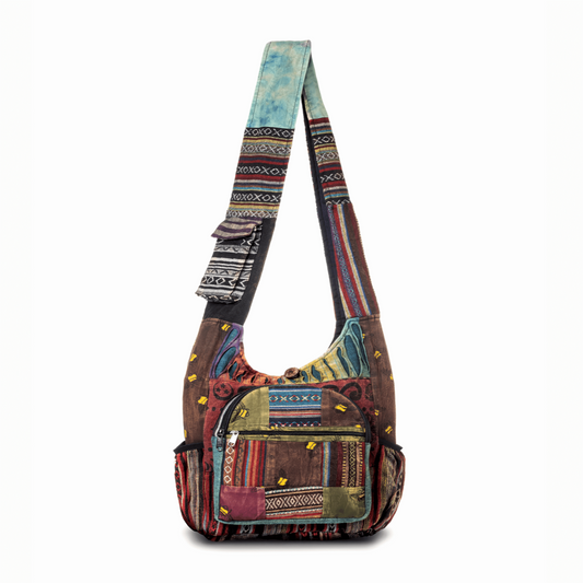 Kathmandu Collection | Vibrant Patchwork Bee Crossbody/Hobo Bag - BagNook