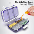 Load image into Gallery viewer, Travel Pill Organizer - 7 Compartments - Purple - BagNook
