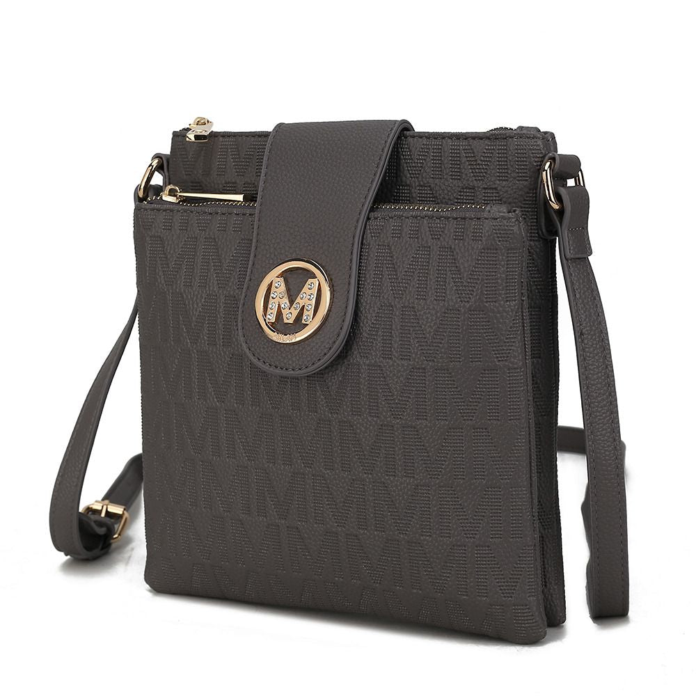 (grey)Marietta M Signature Crossbody Bag by Mia K - BagNook