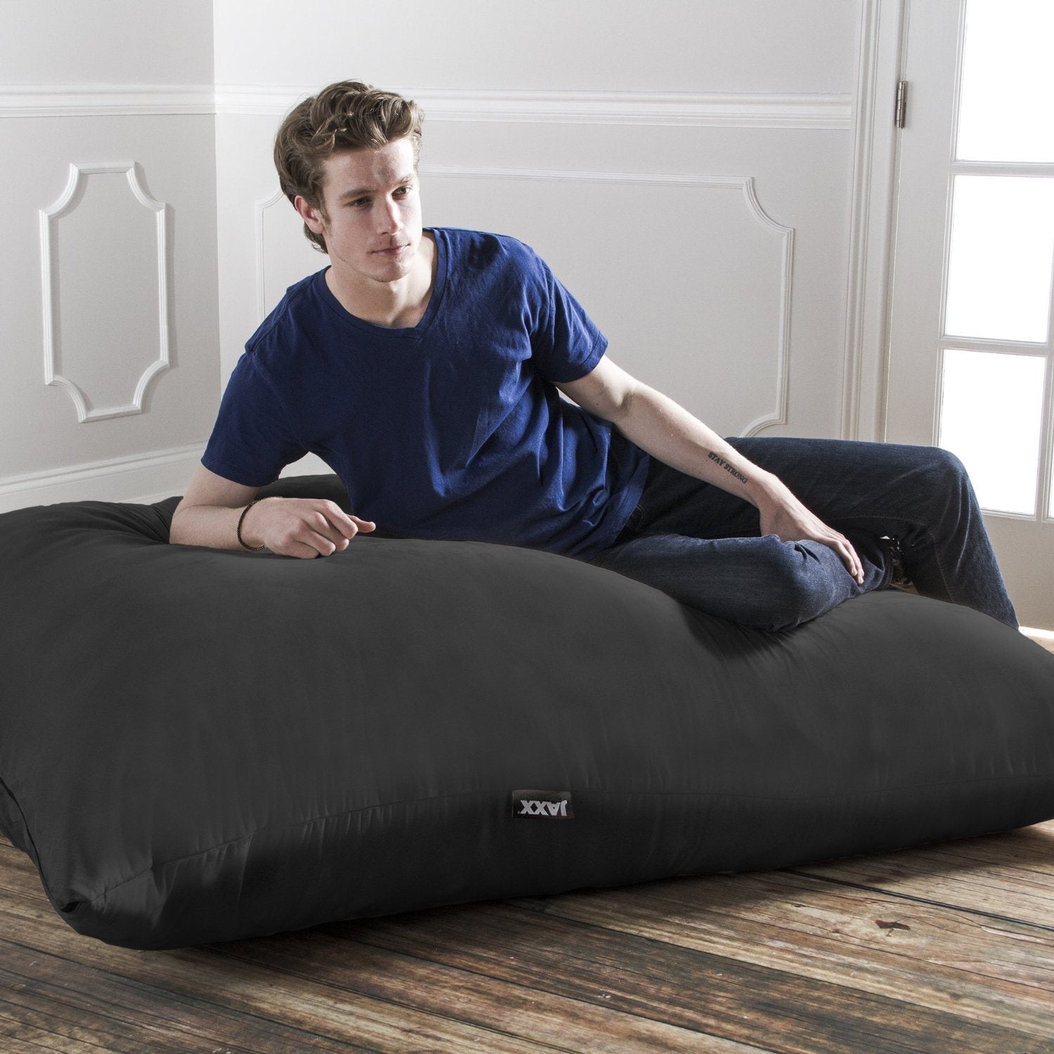 Jaxx 5.5 ft Pillow Saxx Bean Bag Pillow, Black - BagNook