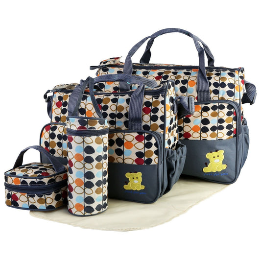(grey)5pc Diaper Tote Bag Set - BagNook