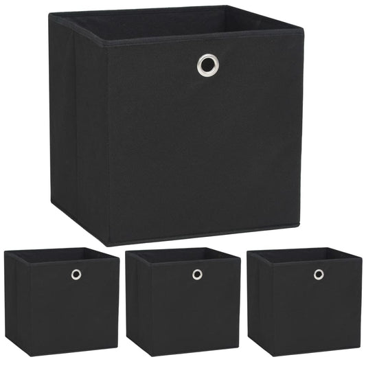 Storage Boxes 4 pcs Non-woven Fabric 12.6 x12.6 x12.6 - Black - BagNook