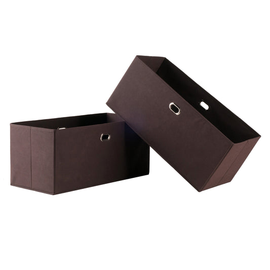 Torino 2-Pc Set Folding Fabric Baskets - Chocolate - BagNook