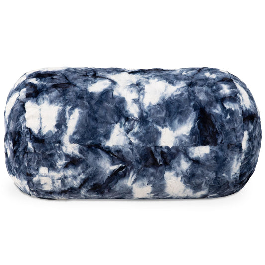 Jaxx Saxx 4 ft Sofa Bean Bag Couch - Faux Fur - Blue & White - BagNook