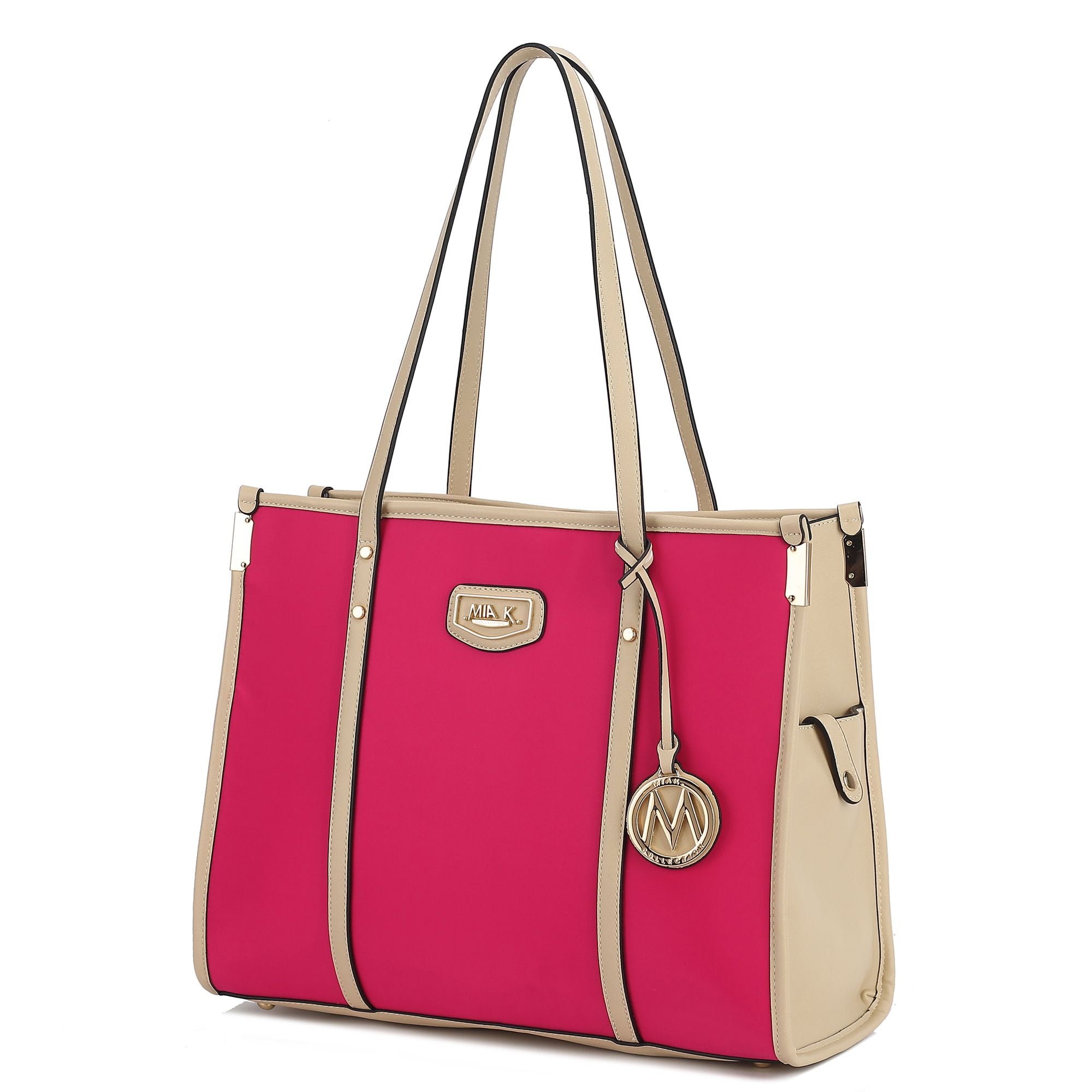 (fuchsia ivory)Kindred Oversize Tote Vegan Leather by Mia k - BagNook