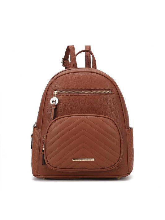 (brown)Romana Vegan Leather Backpack by Mia k - BagNook