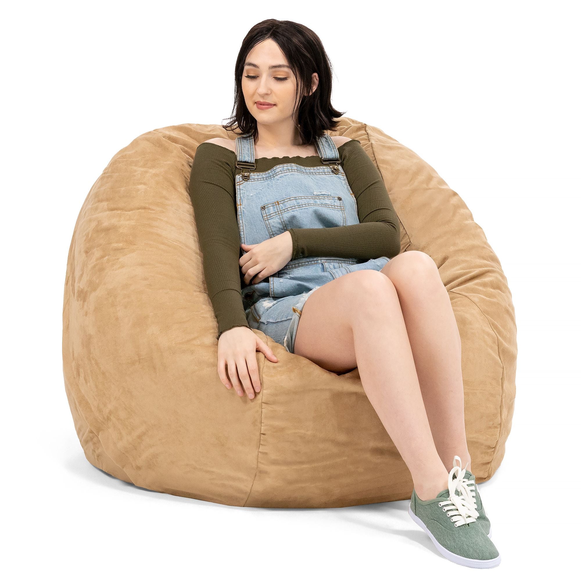 Jaxx Saxx 4 Foot Round Bean Bag, Camel - BagNook