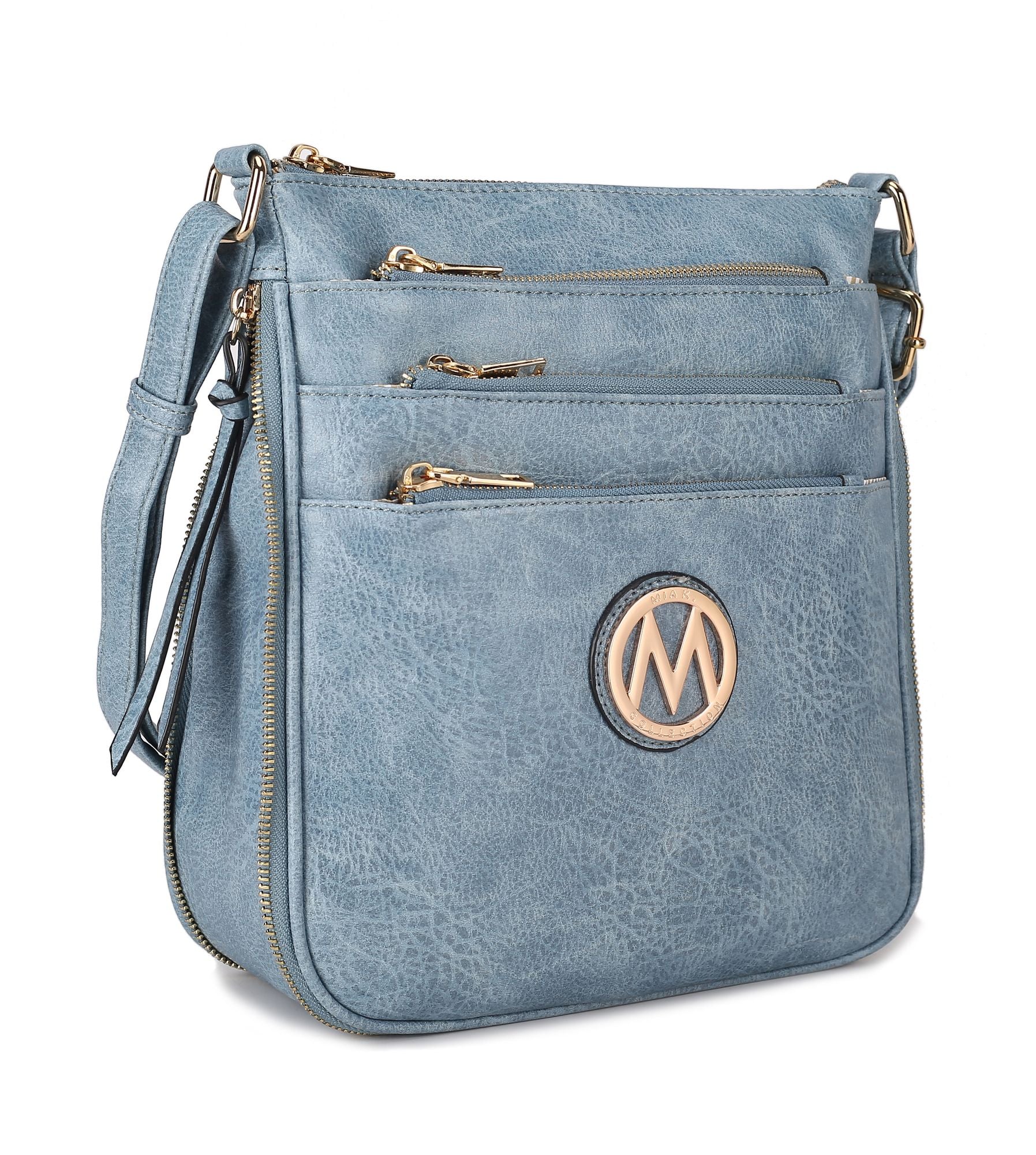 (denim)Salome Multi Compartment Crossbody by Mia K - BagNook