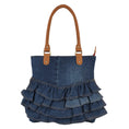 Load image into Gallery viewer, Abby Denim Frill Shoulder Bag - Upcycled Leather - BagNook
