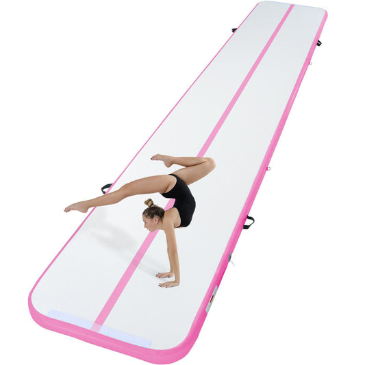 VEVOR Gymnastics Inflatable Air Mat, 4" Thick, 20ft Pink - BagNook