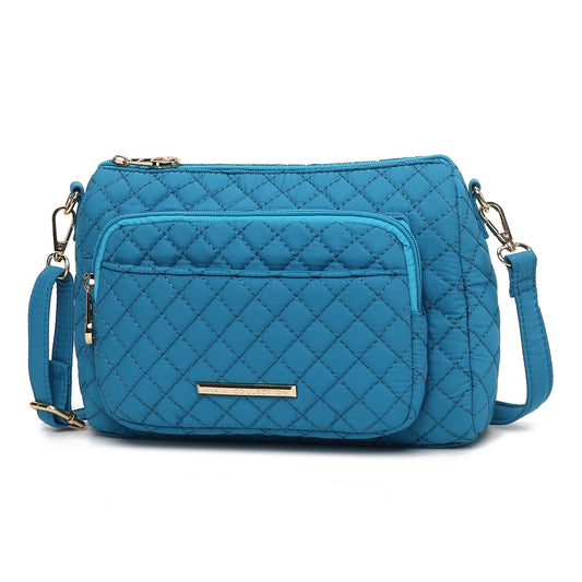 (turquoise)Rosalie Solid Quilted Cotton Shoulder Bag by Mia K - BagNook