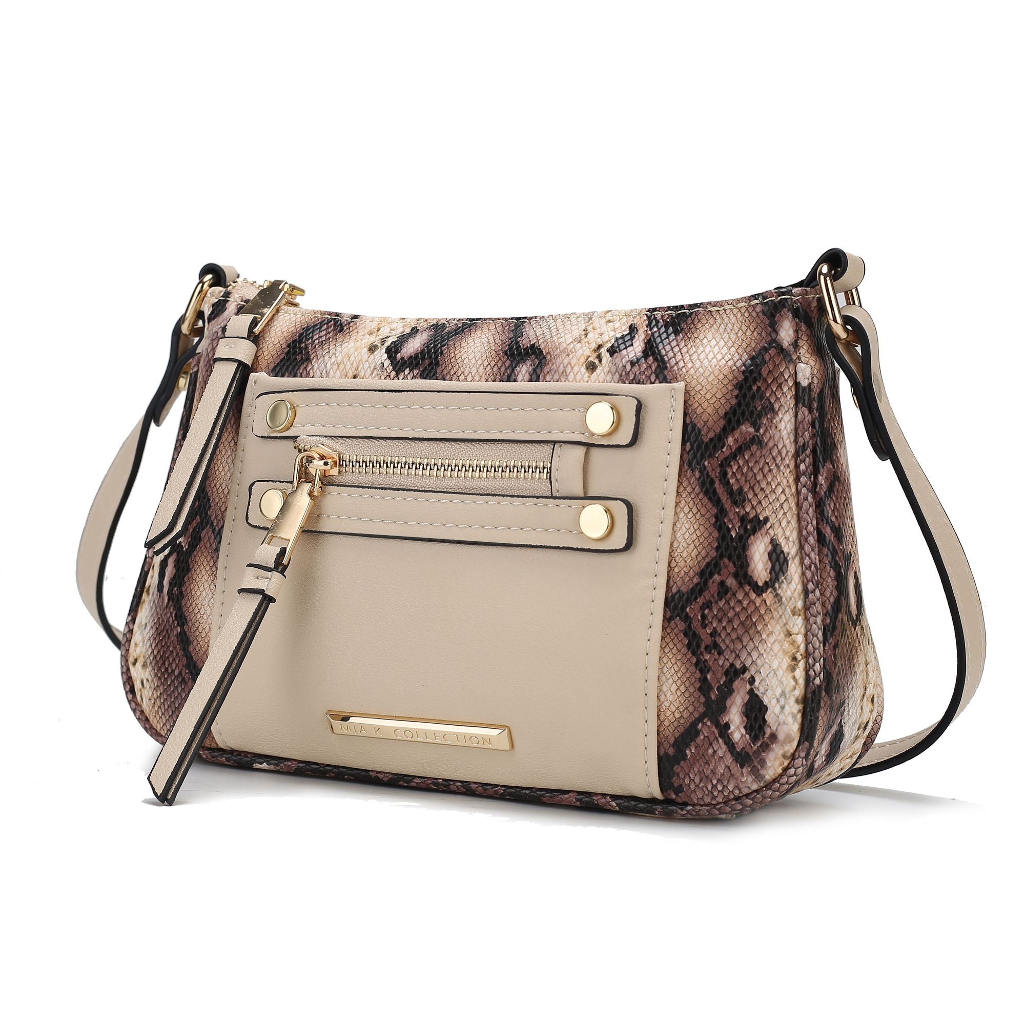 (beige)Essie Snake embossed Crossbody by Mia K - BagNook