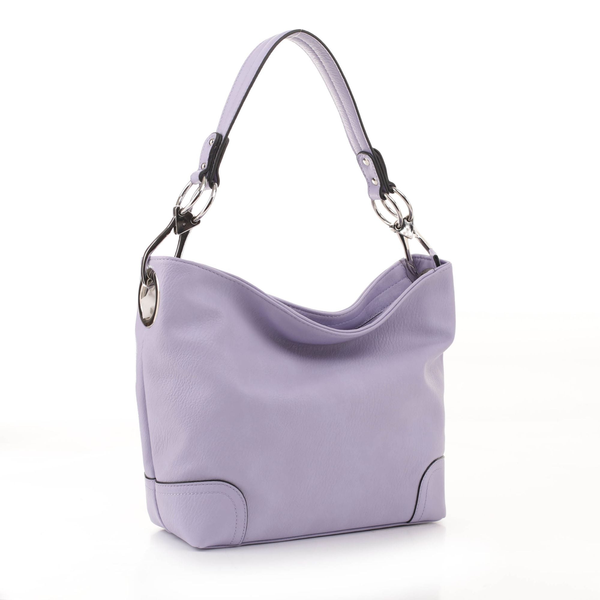 (lilac) Hobo Bag with Silver-Tone Hardware - bagNook.com