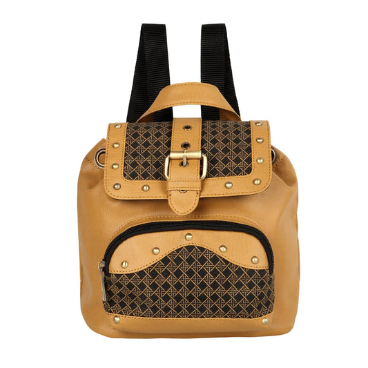 Tayla Diamond Print Mini Backpack - Upcycled Leather - BagNook