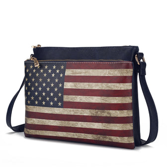 (navy)Madeline Vegan Leather Flag Women Crossbody by Mia K - BagNook
