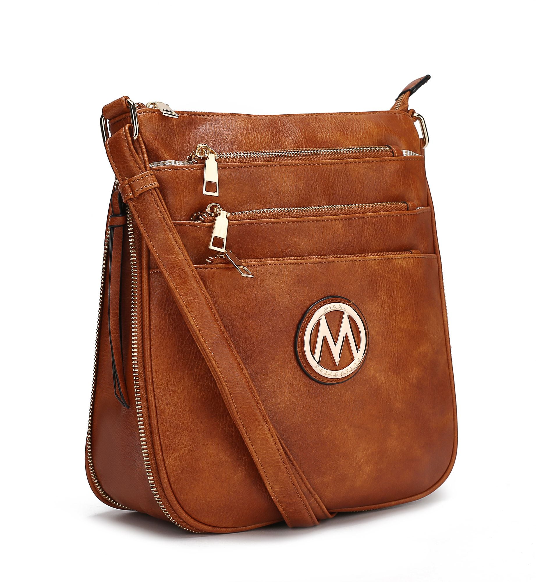 (cognac brown)Salome Multi Compartment Crossbody by Mia K - BagNook