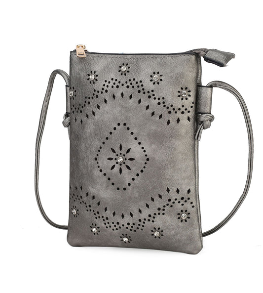 (grey)Arlett Crossbody Vegan Leather Bag by Mia K - BagNook