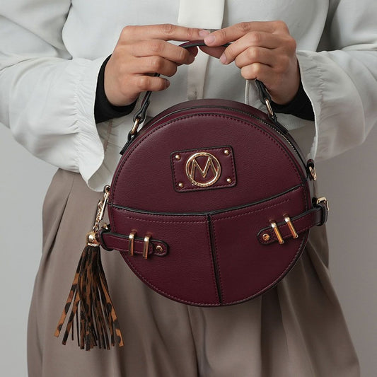 (wine)Gayle Crossbody Round Handbag Purse by Mia k. - BagNook