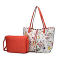 Load image into Gallery viewer, (white coral) reversible shopping tote with crossbody pouch- bagNook
