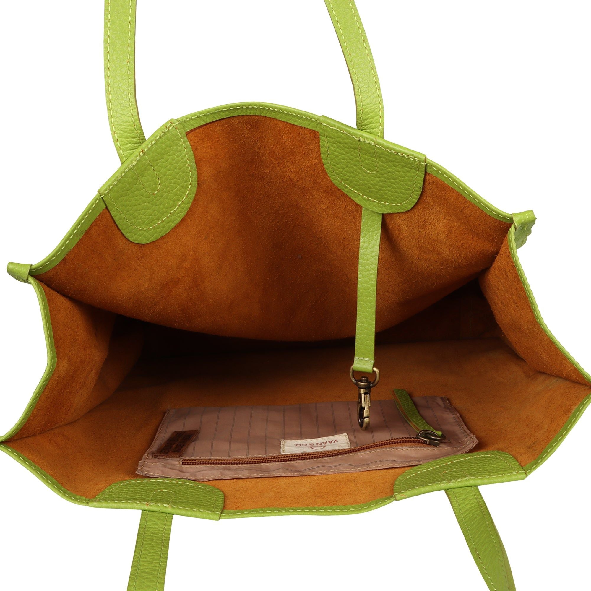 Ivy Book Shop Tote - Upcycled Leather - Lime Green - BagNook
